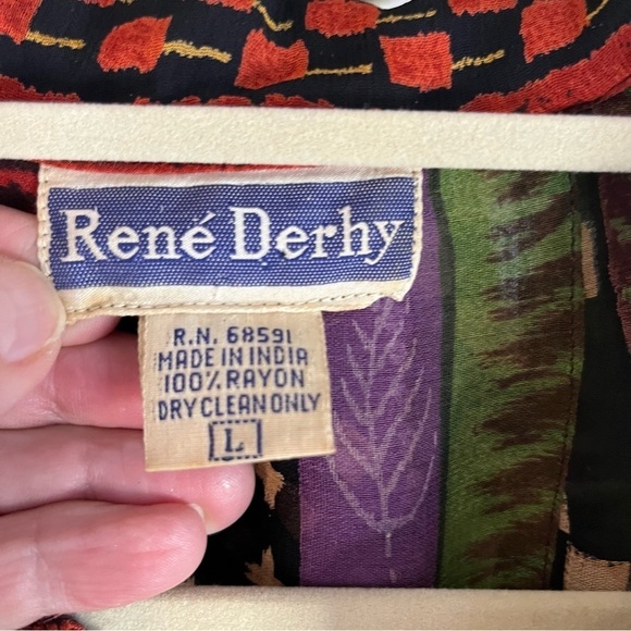 Rene Derhy Vintage Sheer Tribal Print Tunic Top Boho Half Button Front Sz L - Picture 9 of 11